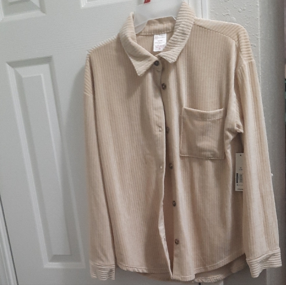 No Boundaries Light Tan Casual Button Down Shirt